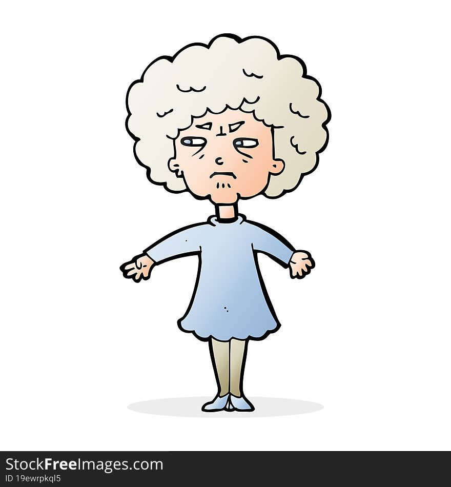 cartoon bitter old woman