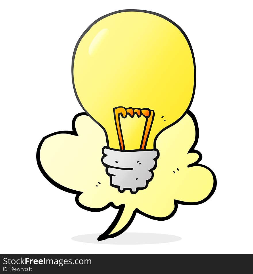 freehand drawn speech bubble cartoon light bulb