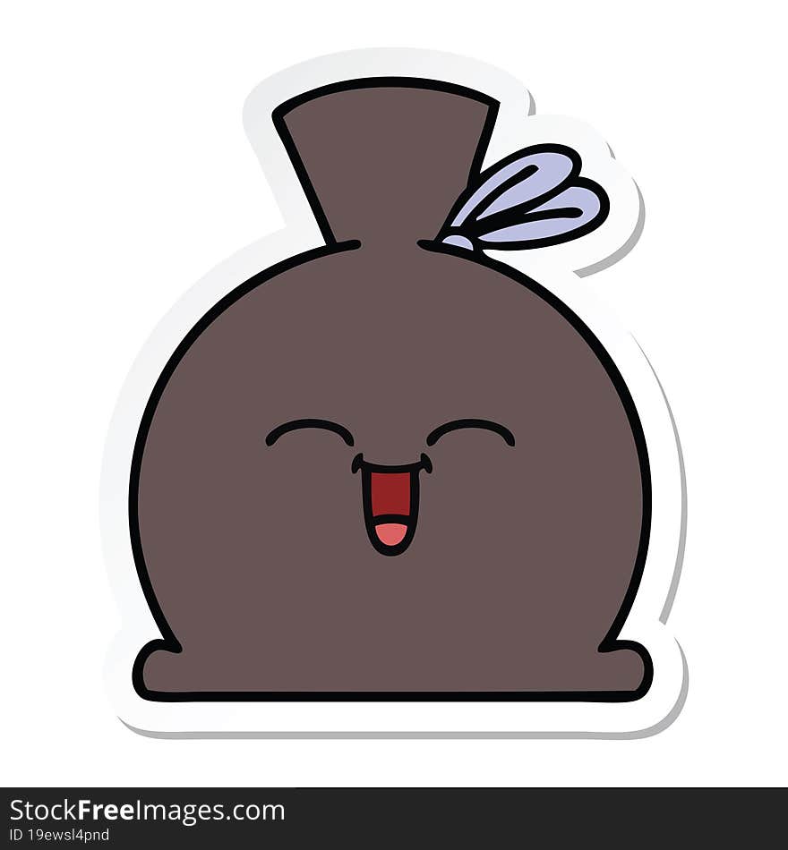 Sticker Of A Cute Cartoon Sack