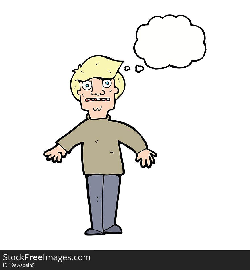 cartoon shocked man with thought bubble