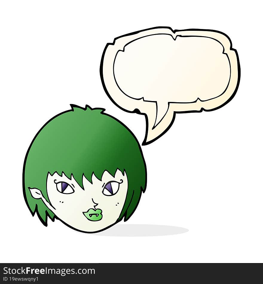 cartoon vampire girl face with speech bubble