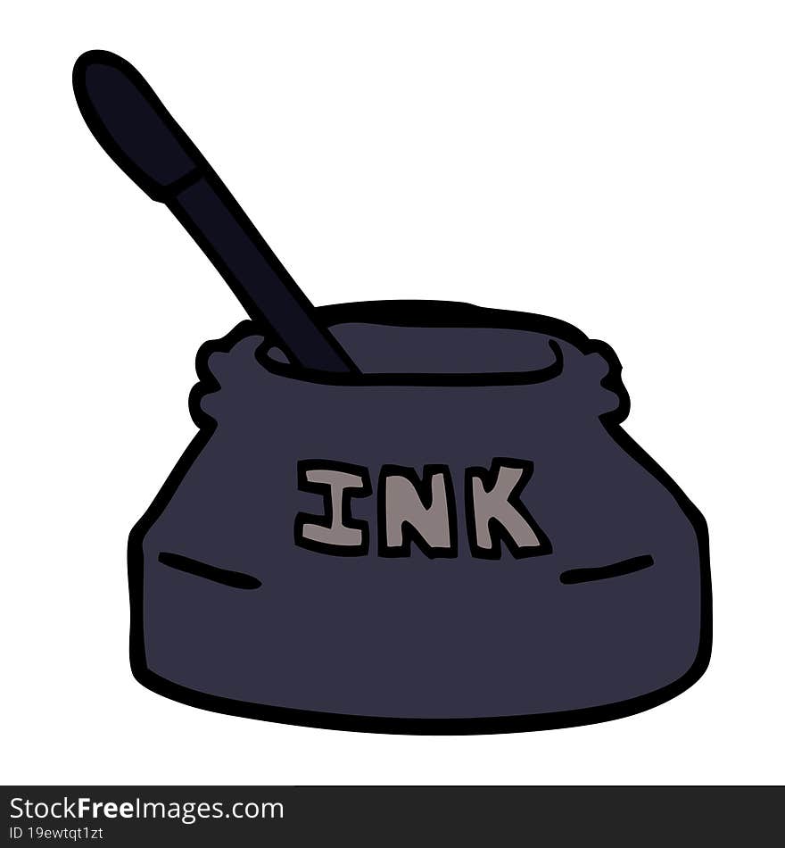 cartoon doodle ink pot