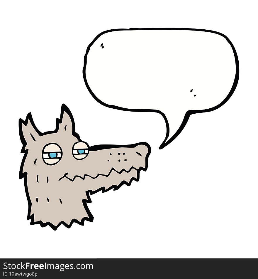 cartoon smug wolf face with speech bubble