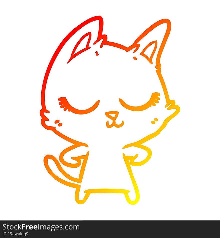 warm gradient line drawing calm cartoon cat