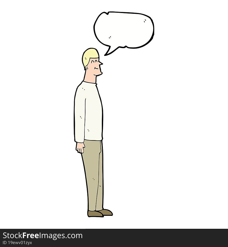 cartoon tall man with speech bubble