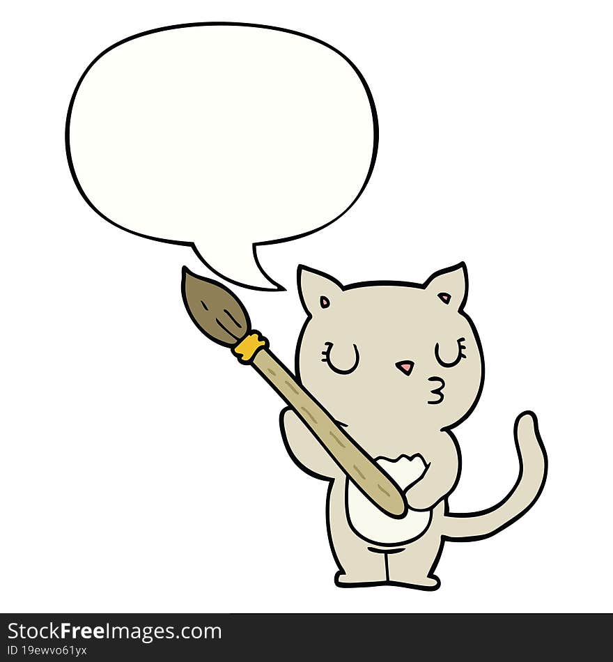 cute cartoon cat with speech bubble. cute cartoon cat with speech bubble