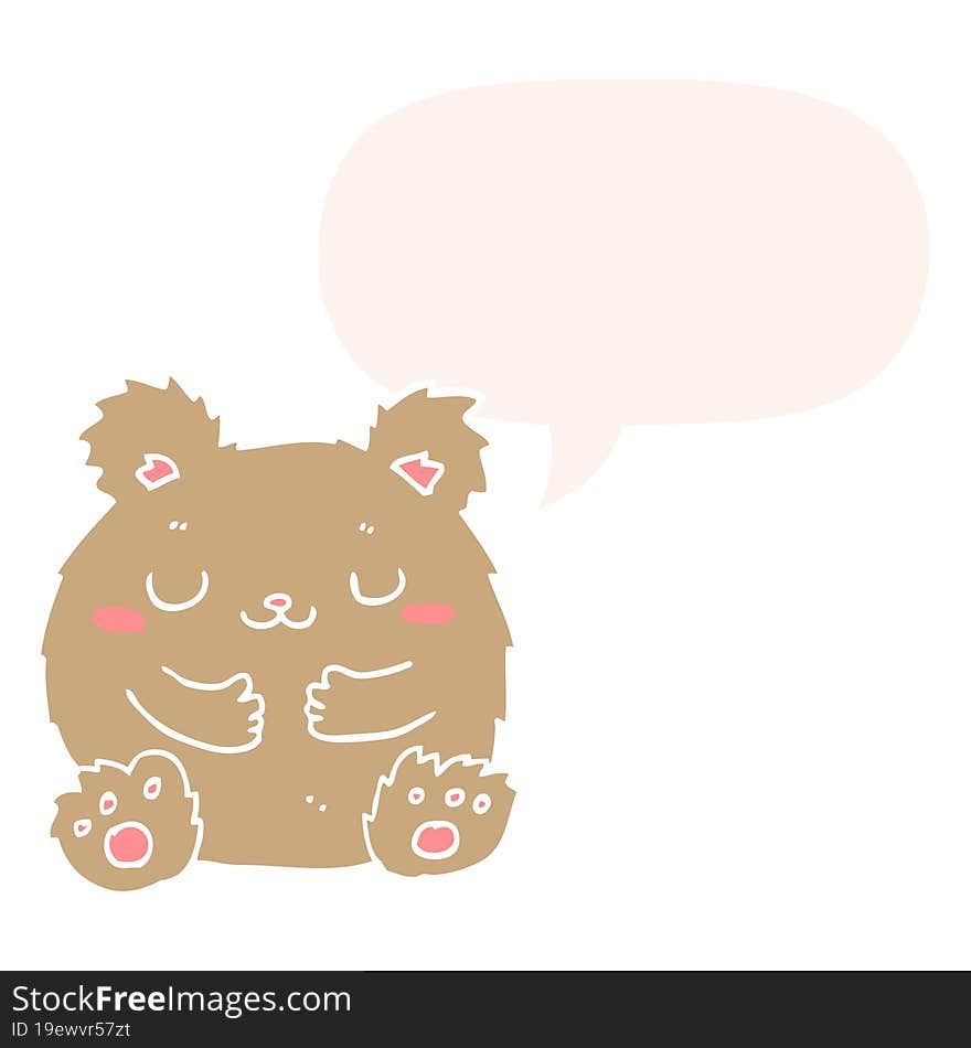 cute cartoon bear and speech bubble in retro style