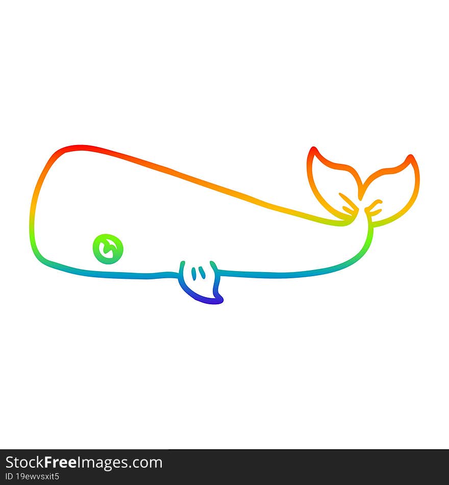 Rainbow Gradient Line Drawing Cartoon Whale