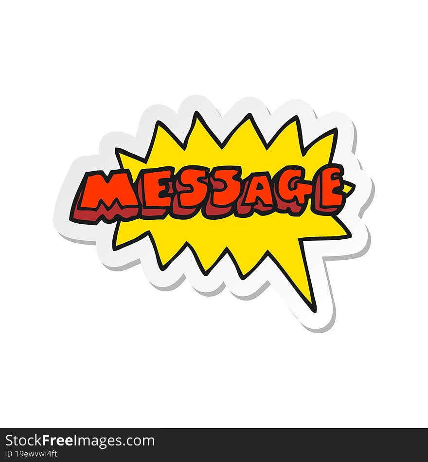 sticker of a cartoon message text