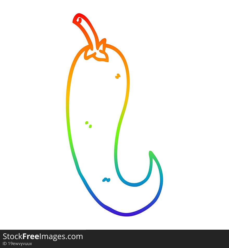 rainbow gradient line drawing cartoon chilli pepper