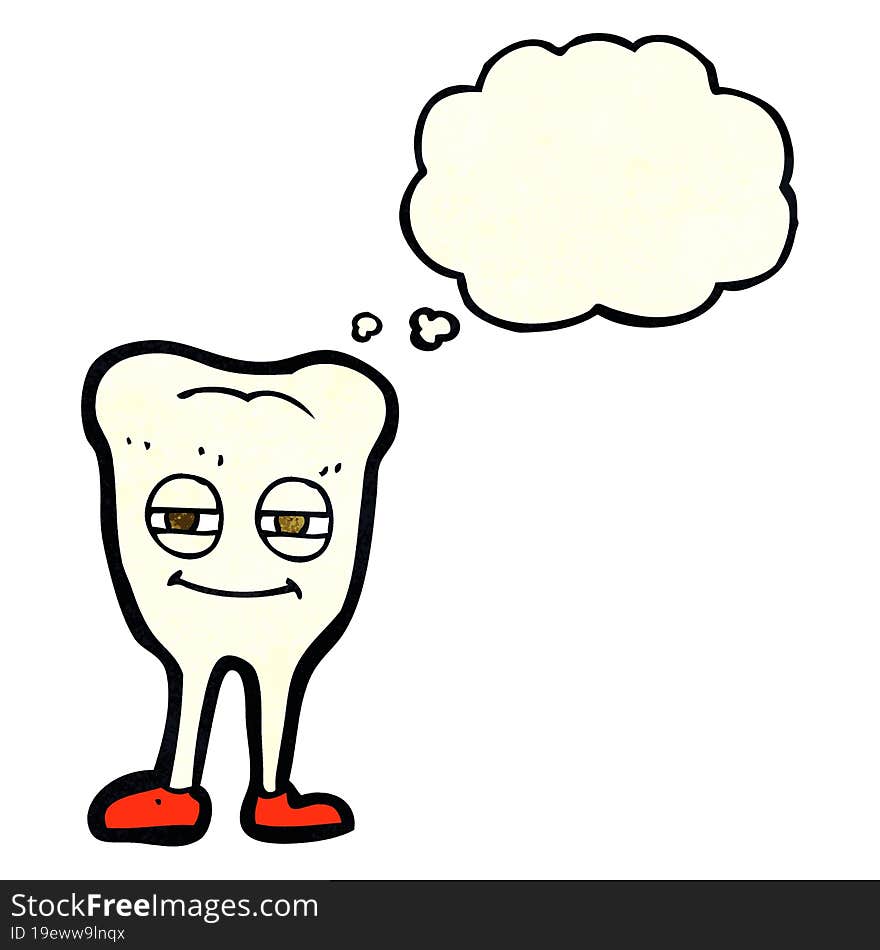 Cartoon Smiling Tooth With Thought Bubble