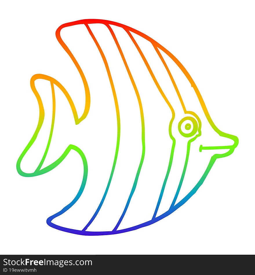 rainbow gradient line drawing of a cartoon angel fish