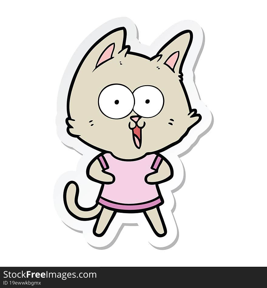 sticker of a funny cartoon cat