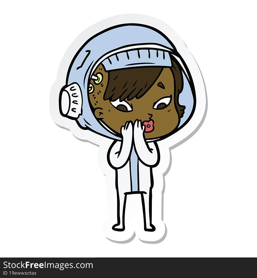 sticker of a cartoon astronaut woman