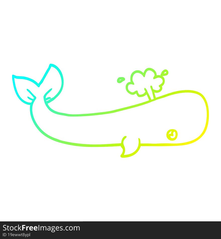 cold gradient line drawing of a cartoon sea whale