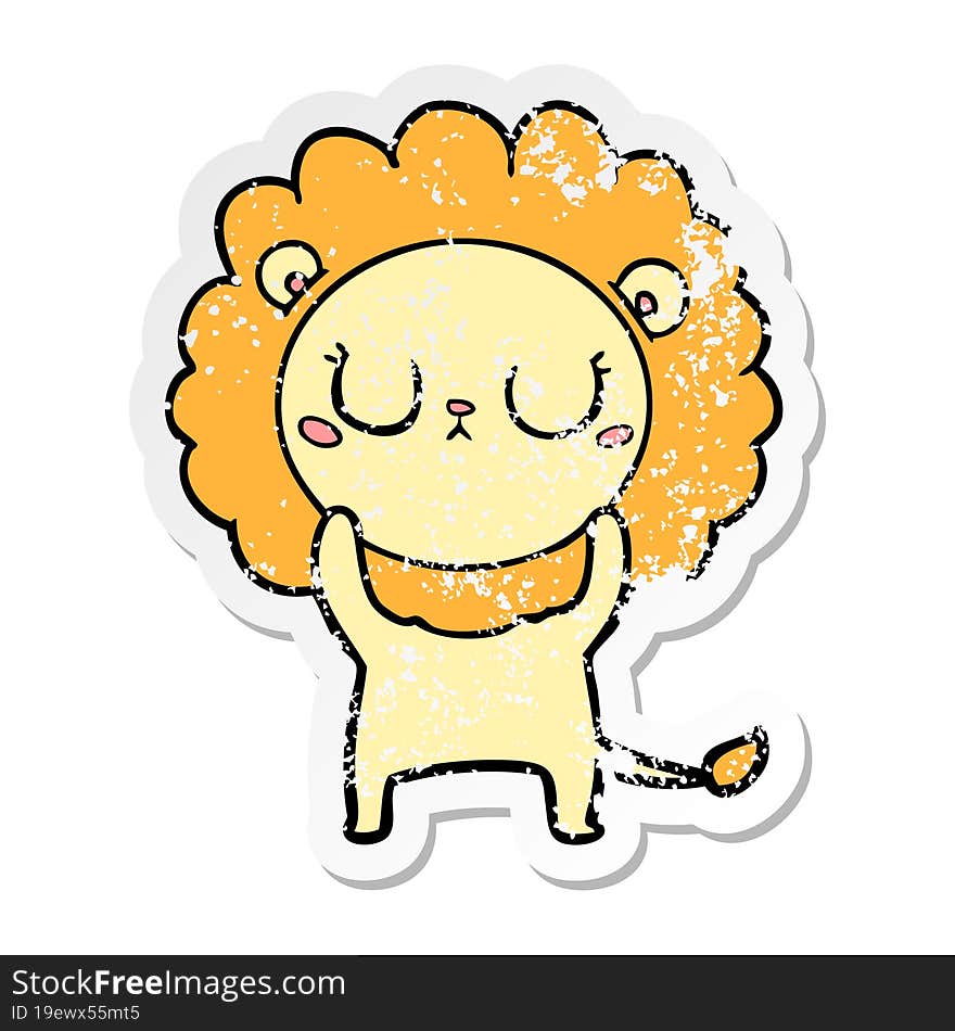 distressed sticker of a cartoon lion