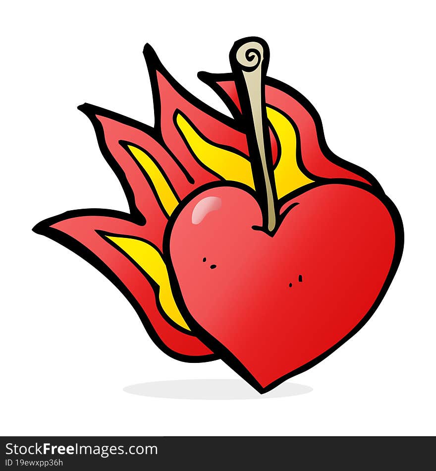 Cartoon Flaming Heart Cherry