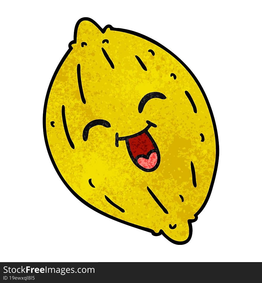 textured cartoon of a happy lemon