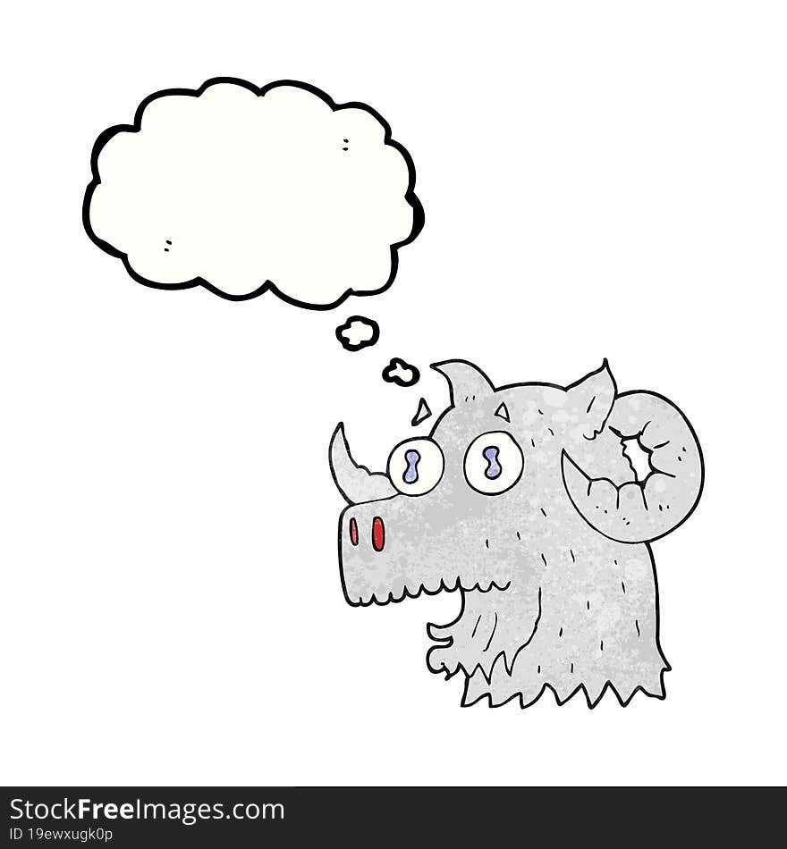 thought bubble textured cartoon ram head