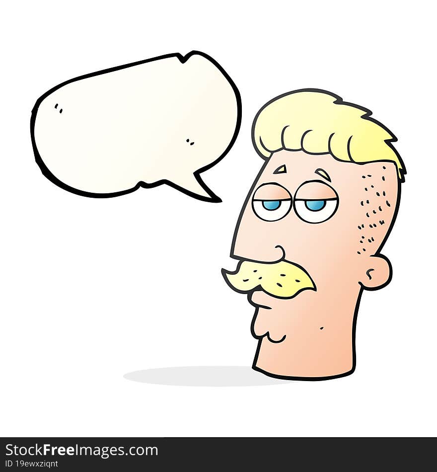 freehand drawn speech bubble cartoon man with hipster hair cut