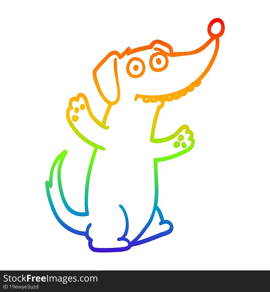 rainbow gradient line drawing of a cartoon dog