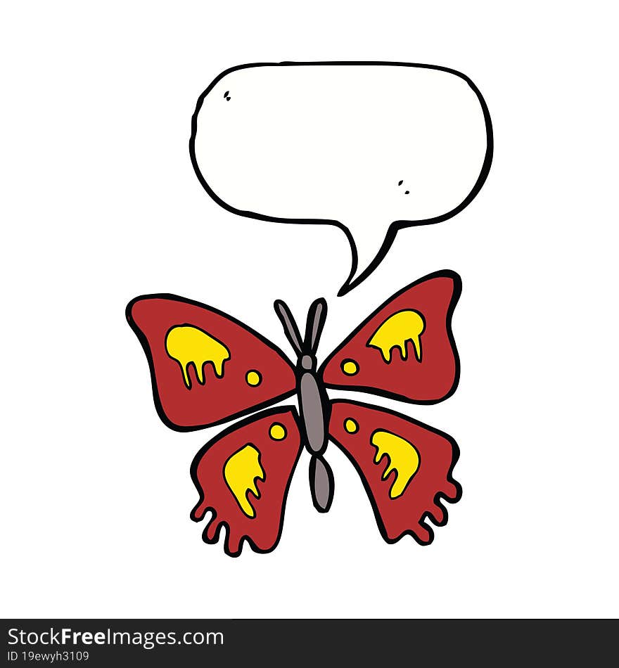 cartoon butterfly with speech bubble