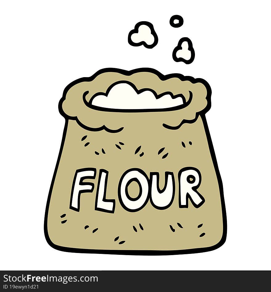 hand drawn doodle style cartoon bag of flour