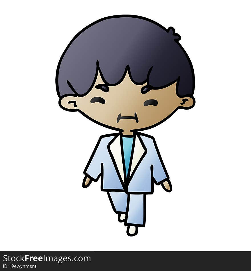 gradient cartoon kawaii cute boy in suit