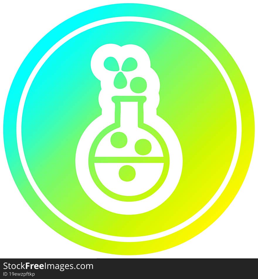 science experiment circular in cold gradient spectrum