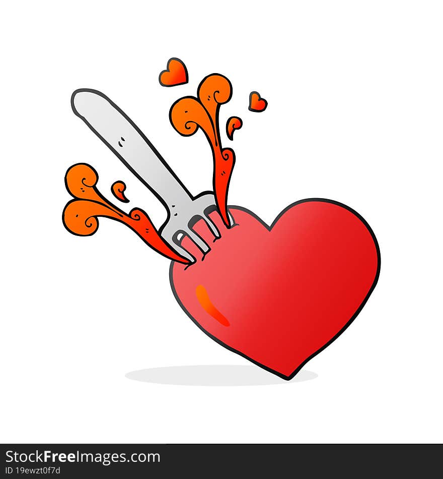 freehand drawn cartoon fork in heart