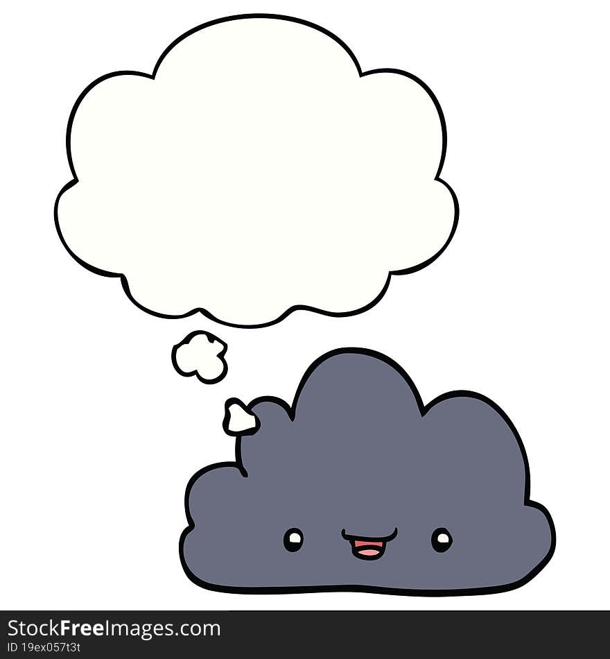 happy cartoon cloud and thought bubble