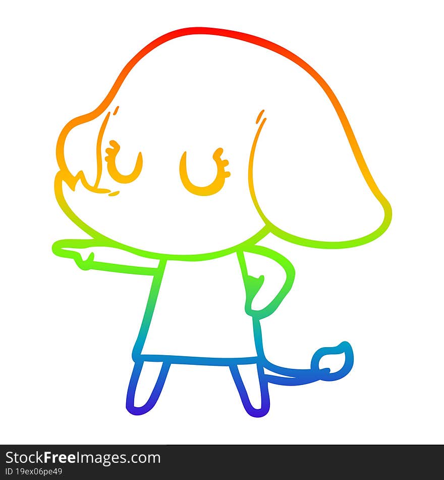 rainbow gradient line drawing cute cartoon elephant