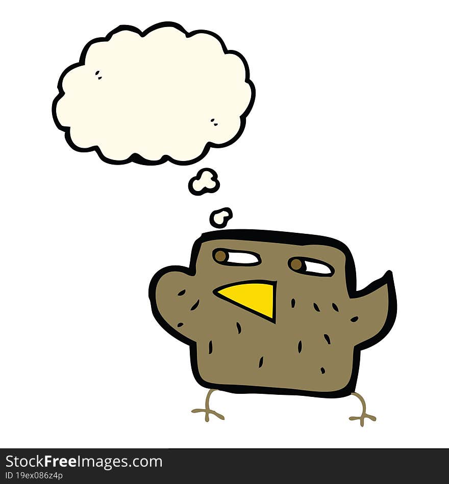 cartoon bird with thought bubble