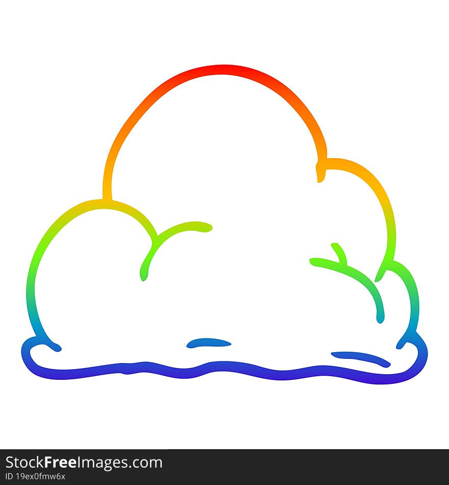 rainbow gradient line drawing cartoon storm cloud