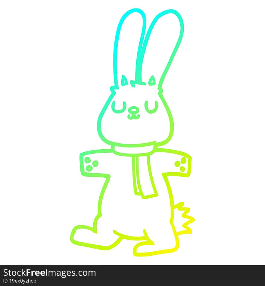 cold gradient line drawing of a cartoon rabbit