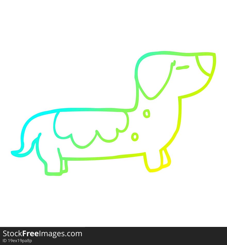 cold gradient line drawing cartoon sausage dog