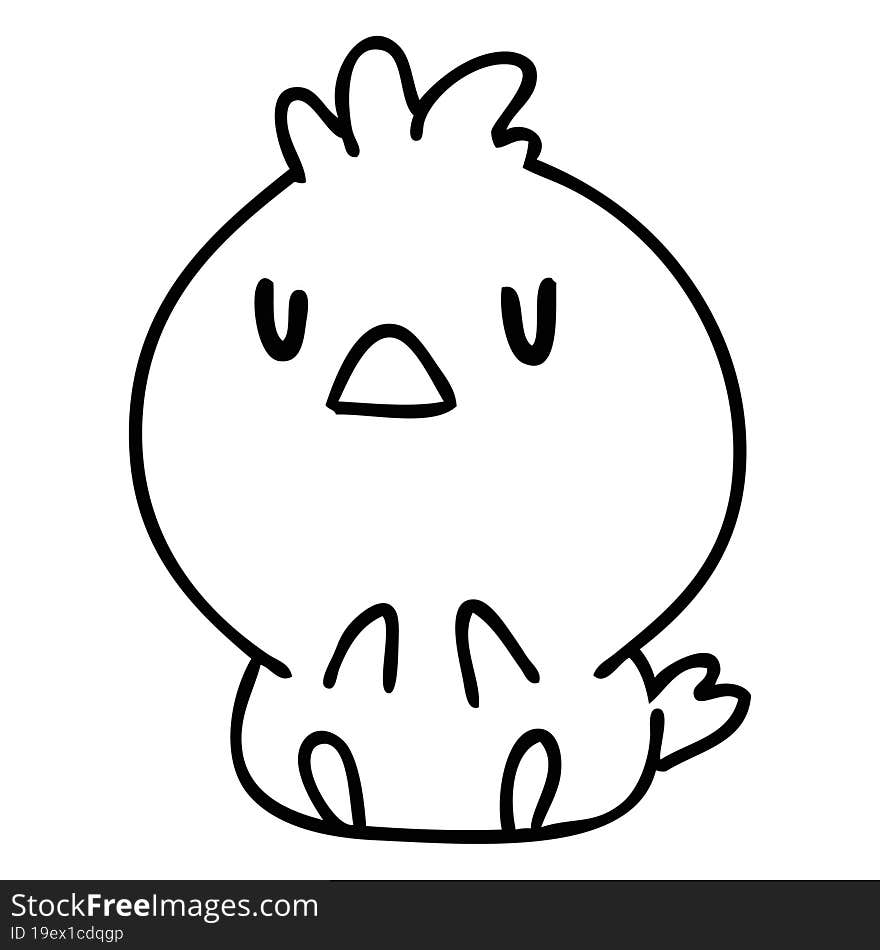 line doodle of a cute little bird