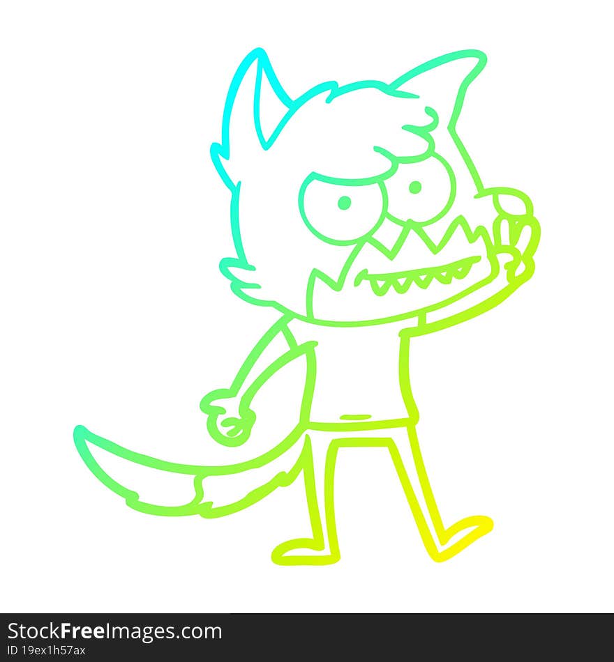 cold gradient line drawing cartoon grinning fox