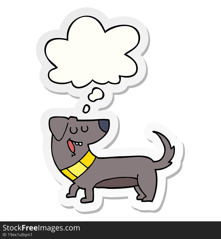 cartoon dog with thought bubble as a printed sticker