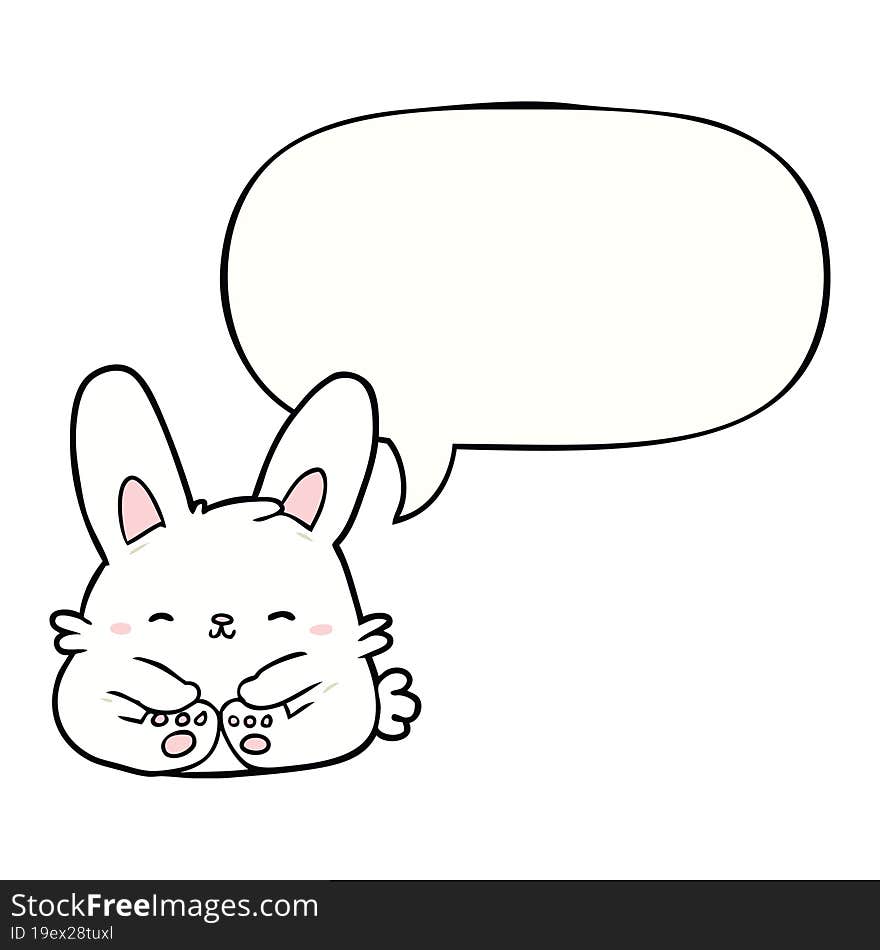 Cute Cartoon Bunny Rabbit And Speech Bubble