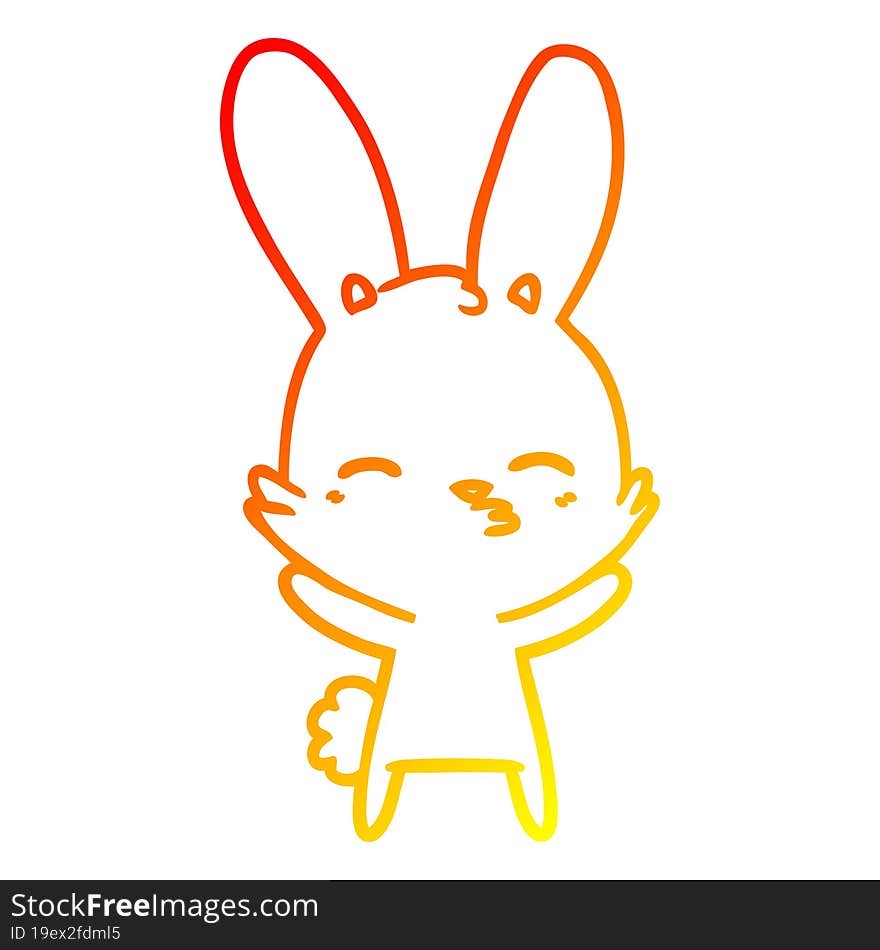 Warm Gradient Line Drawing Curious Bunny Cartoon