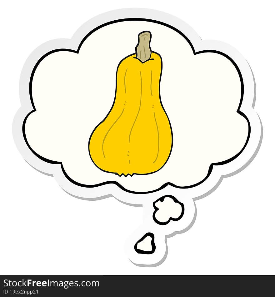 cartoon squash with thought bubble as a printed sticker