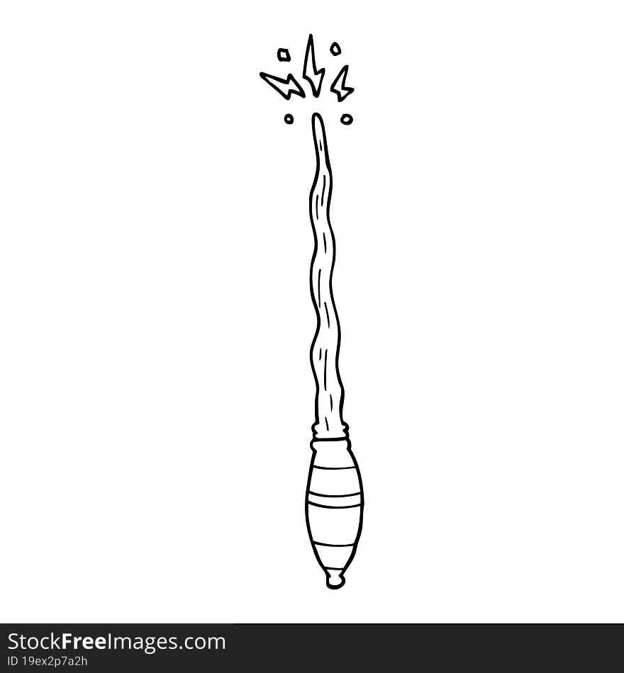 line drawing cartoon magic wand