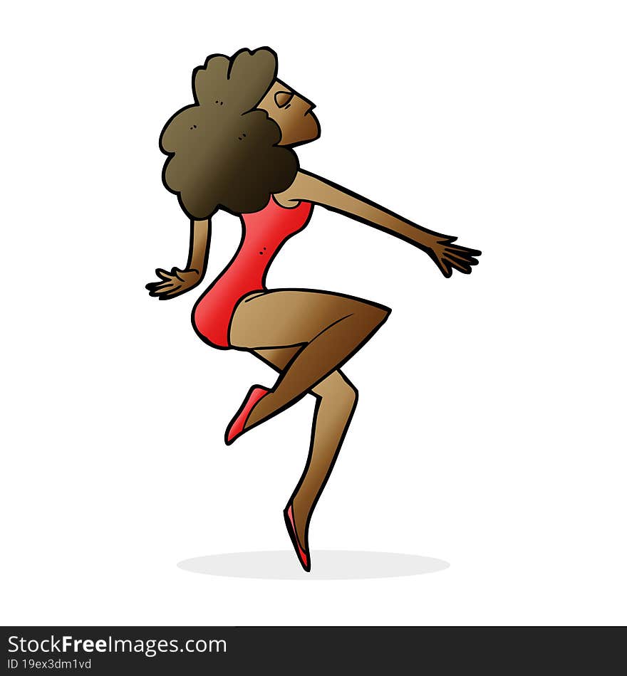 cartoon dancing woman