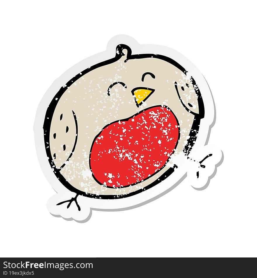 retro distressed sticker of a cartoon robin