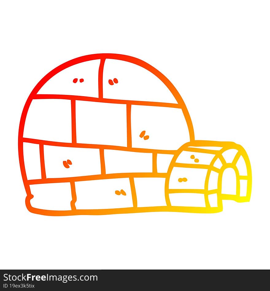 warm gradient line drawing cartoon winter igloo