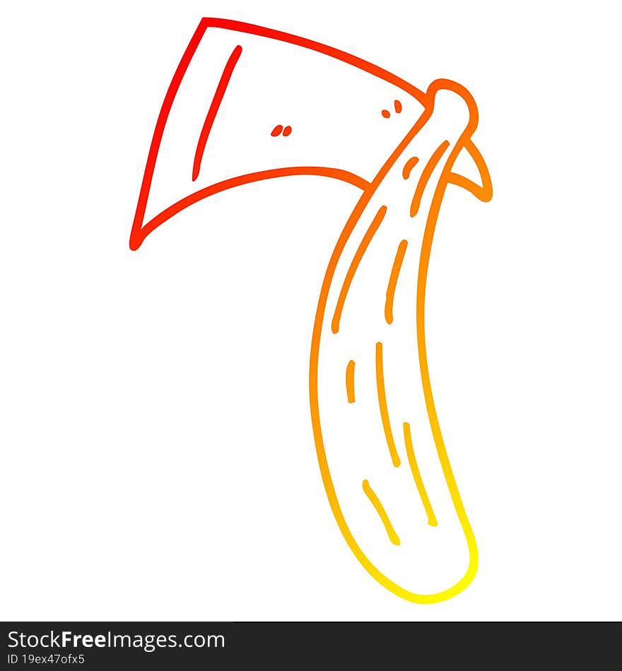 Warm Gradient Line Drawing Cartoon Viking Axe