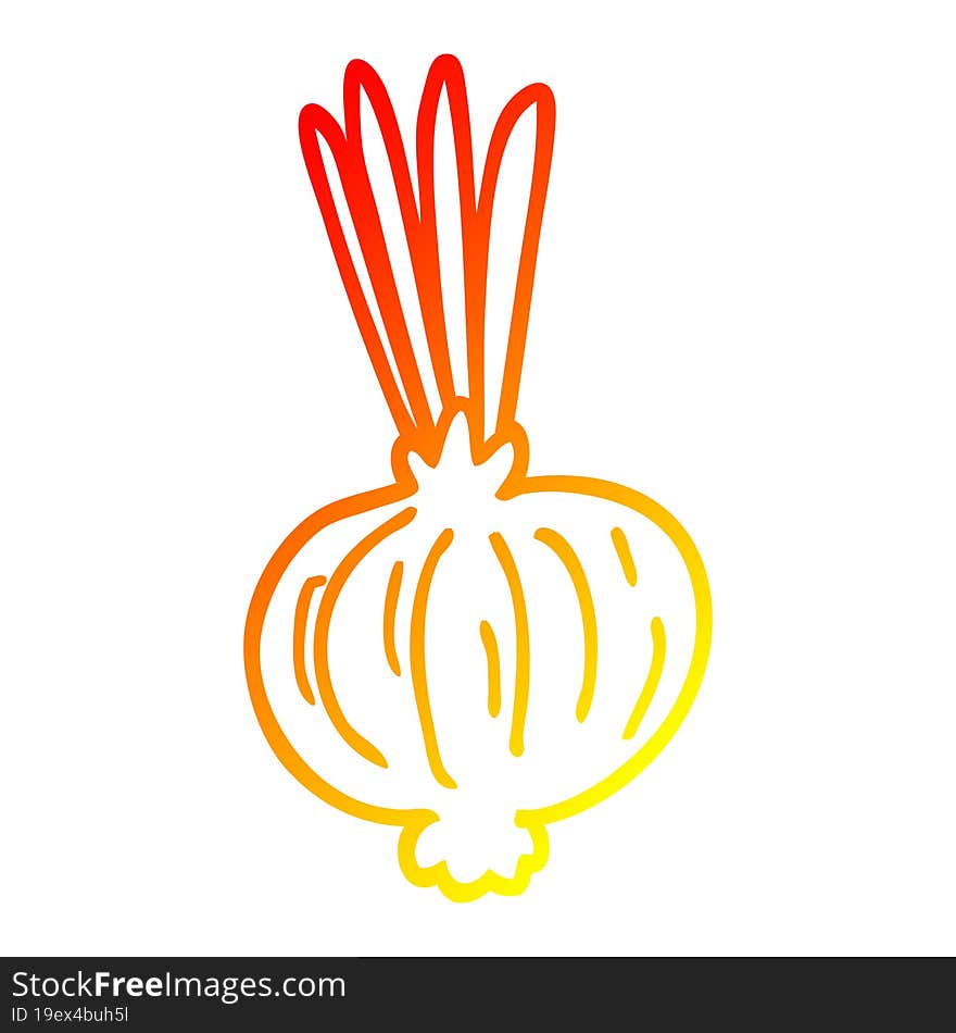 warm gradient line drawing of a cartoon onion