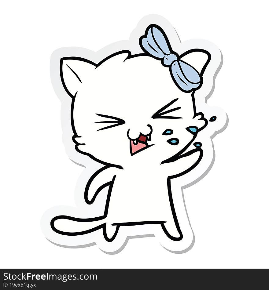 Sticker Of A Cartoon Cat