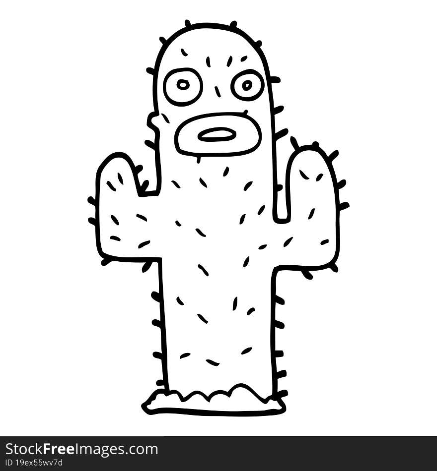 Line Drawing Cartoon Cactus